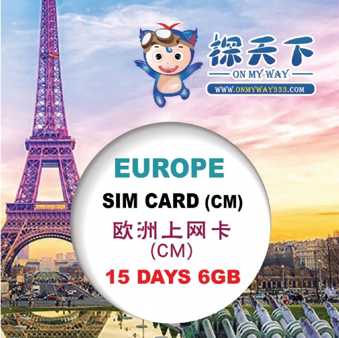 EUROPE 15 DAYS SIM CARD 6GB (CM)